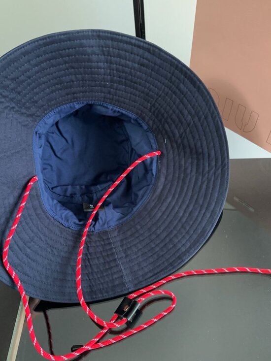 Miu Miu Navy Wide Brim Bucket Hat main image 4
